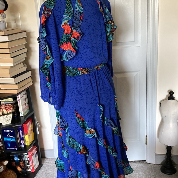 Vintage, 80s, Assorti for Susan Freis ruffle sheer dress - Picture 4 of 11